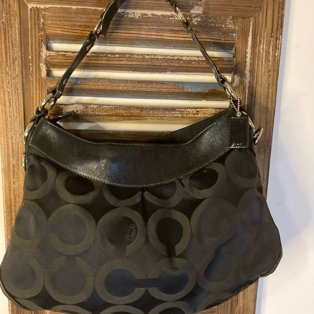 COACH 13252 Madison Parchment OP Satchel SHOULDERBAG tote black - Picture 6 of 10